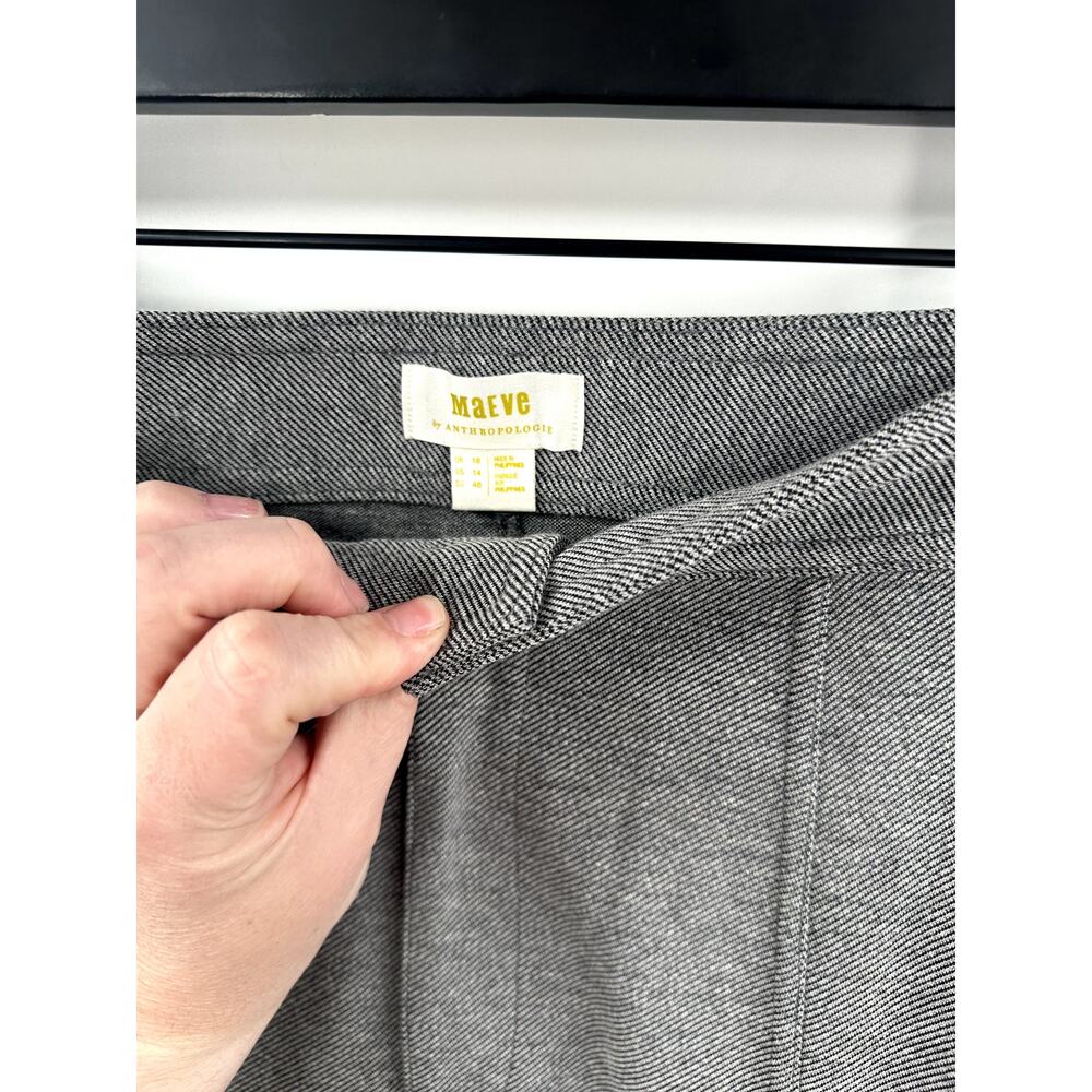 Anthropologie Maeve High Waist Grey Seamed Flare Pants Size 14 - Picture 6 of 10